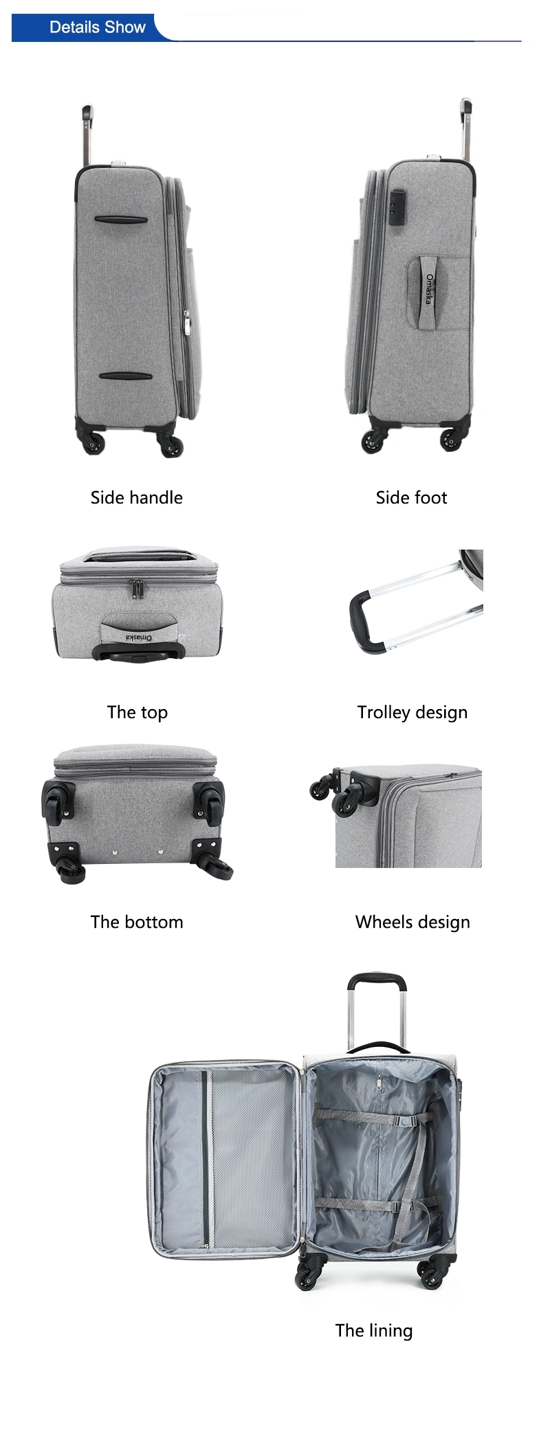 detalhes de bolsas de bagagem para carrinhos
